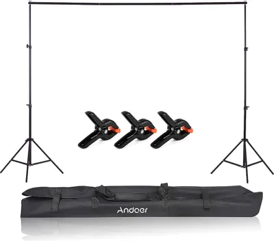 Obrázek produktu pro Andoer 2 * 2 m / 6,6 * 6,6 ft Studio pozadí stojan hliníkové slitiny nastavitelný fotografický pozadí podpůrný systém s taškou 3-dílné pozadí svorky