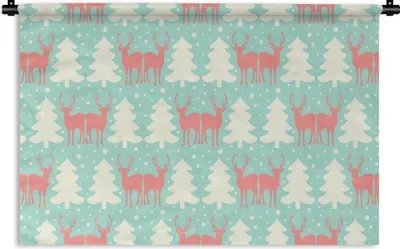 Produktbild von MuchoWow® Wandteppich Wandbehang Hirsche - Muster - Rosa 60x40 cm Tapisserie Dekoration Wandtuch - Wanddekorationen