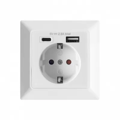 Obrázek produktu pro Jednoduchá Kontaktní Zásuvka 16A, Usb A+C 2.8A Bílá Orno