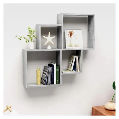 Produktbild von Würfelregal, Wandregal, Regalbrett, Wandboard, Bücherregal, Badregal, Betongrau 80x15x78,5 cm