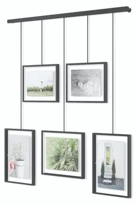 Produktbild von Moderne Fotocollage Bilderrahmen Set für kreative Wanddekoration, flexible Befestigung für 5 Rahmen in Schwarz