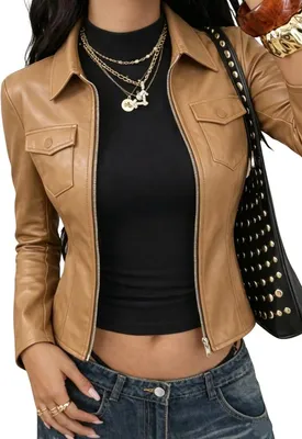 Productafbeelding van Currero Leren Jas Dames Beige M
