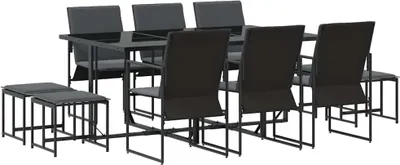 Image de vidaXL Salon de jardin 11 pcs noir acier