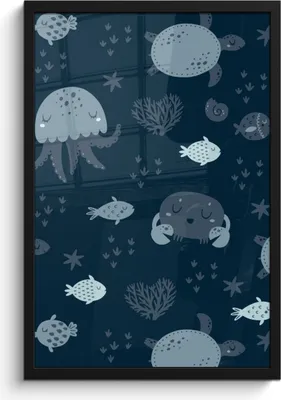 Produktbild von MuchoWow® MuchoWow® Gerahmtes Poster Schildkröte - Meerestiere - Schnittmuster - Jungen - Baby 40x60 cm - Poster mit zchwarzem Bilderrahmen - Papierdruck - Wandbilder