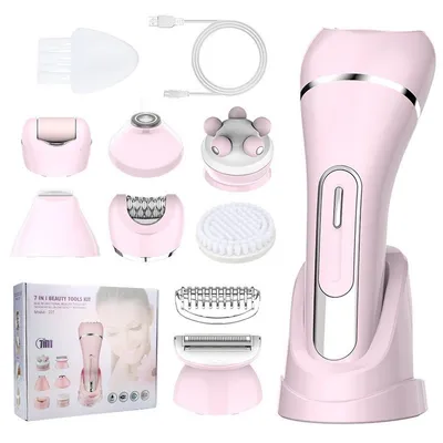 Produktbild von 7-in-1 Epilierer Damen, Elektrischer Rasierer & Gesichtsrasierer mit LED Anzeige, Für Gesicht, Augenbrauen & Nase