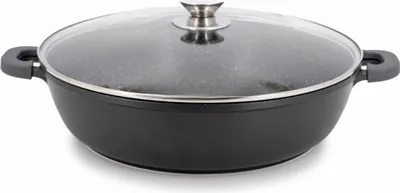 Produktbild von Servierpfanne Schmorpfanne Kochtopf Induktion Ø 36 cm Aluguss Pfanne Kochtopf Bräter Induktion Antihaft Schmorkasserolle mit Glasdeckel Schwarz