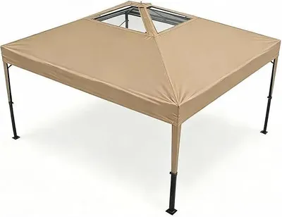 Image de Pavillon pliable étanche de 3x3 mètres - Tente de fête professionnelle sans parois latérales - Structure en acier avec ventilation du toit - Pavillon de jardin, de marché ou de plage, portable - Couleur kaki