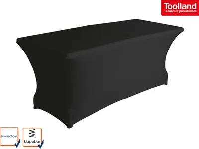 Produktbild von Robuster Klapptisch Kunststoff 180x70cm mit Stretch Husse - schwarz Gartentische