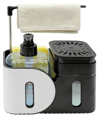 Image de Distributeur amovible et antidérapant pour le liquide vaisselle dans la cuisine.