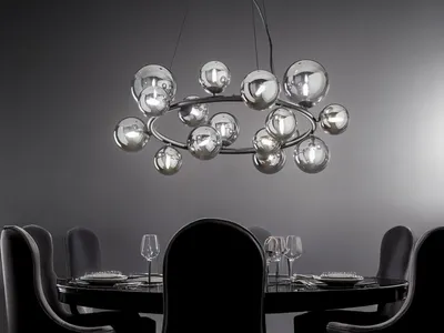 Produktbild von Ausgefallene LED Pendelleuchte mehrflammig Schwarz & Rauchglas für über Esstisch