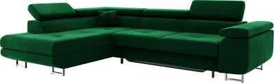 Produktbild von MEBLINI Schlafcouch mit Bettkasten - Ecksofa mit Schlaffunktion - Sofa mit Relaxfunktion und Kopfstützen - Couch L-Form - Eckcouch - Wohnlandschaft - CARL - 272x202x63cm Links - Grün Samt