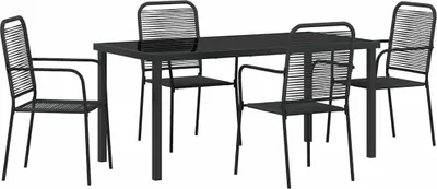 Image de vidaXL Ensemble de jardin 5 pcs noir Acier revêtu par poudre