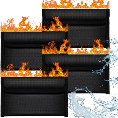 Produktbild von 4 feuerfeste Dokumententaschen 20,2 x 11,8 cm, feuerfeste und wasserabweisende Tasche für Wertsachen