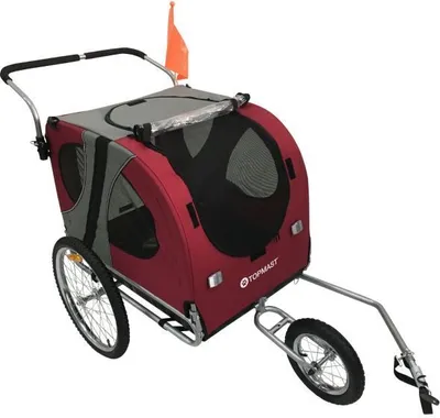 Produktbild von Hundefahrradanhänger Starline Original L - Rot - Mit Joggerfunktion - Faltbar - 2 in 1 Hundeanhänger & Hundebuggy - Fahrradanhänger für Hunde bis 40