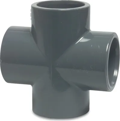 Produktbild von Mega Kreuzstück PVC-U 32 mm Klebemuffe 16 bar, grau
