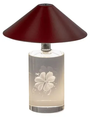 Produktbild von LED Stimmungslampe KRISTALL Klee mit rotem Schirm H. 15cm akkubetrieben Formano