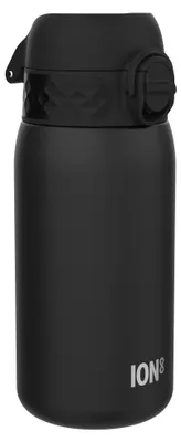 Productafbeelding van ion8 Geïsoleerde roestvrijstalen drinkfles, 320 ml, lekvrij, éénhandig te openen, veilige sluiting, vaatwasmachinebestendig, klapdeksel, handvat, gemakkelijk schoon te maken, duurzaam en krasbestendig, zwart