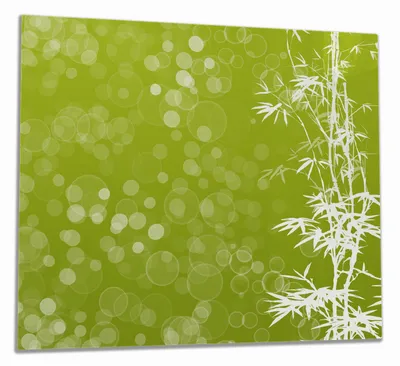 Produktbild von Wallario Herdabdeckplatte aus Glas, Größe 60 x 52 cm 1-teilig, Motiv Bambusmuster grün-weiß