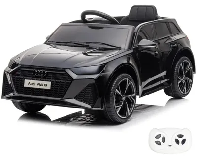 Obrázek produktu pro Dětské elektrické autíčko Audi RS6 12 V (1–5 let) – oficiálně licencované Audi RS6 Competition, s dálkovým ovládáním 2,4 GHz, pneumatikami EVA a koženým sedadlem – dětské elektrické autíčko, černé