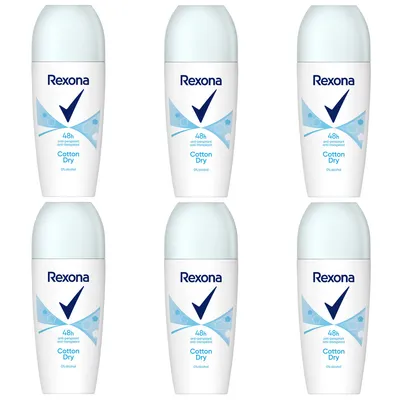 Zdjęcie produktu dla Rexona Deo Roll On Suchy antyperspirant bez alkoholu 50ml opakowanie 6 sztuk