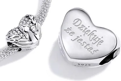 Image de Charms Pandora en forme de cœur avec gravure, argent 925