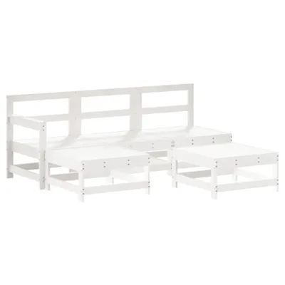 Produktbild von 5-tlg. Garten-Lounge-Set Weiß Massivholz Kiefer