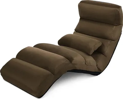 Image de COSTWAY Chaise de sol 5 positions, Fauteuil de sol pliable, Chaise longue pliable avec dossier, Chaise longue de sol pliable, Chaises pliantes pour jouer & dormir & se détendre & lire, Chaise rembourrée Canapé paresseux (Marron)
