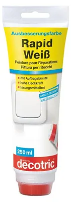 Produktbild von decotric Ausbesserungsfarbe Rapid Weiß, lösungsmittelfrei, 250 ml 014301001