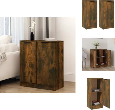 Produktbild von vidaXL Sideboards 2 Stk. Räuchereiche 30x30x70 cm Holzwerkstoff -  Sideboards