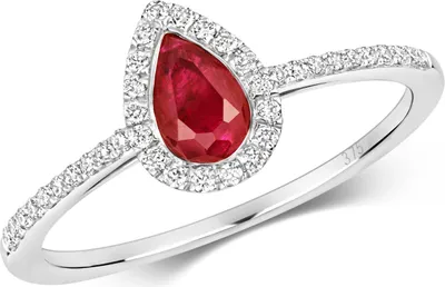 Produktbild von Schöner 9 Karat (375) Weißgold Cluster Damen - Diamant Ring Brillant-Schliff 0.15 Karat HI - I1 mit Rubin, 54 (17.2); TRS14975RSN