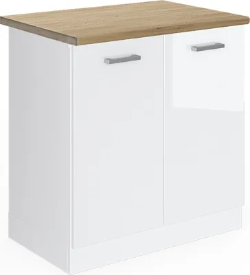 Zdjęcie produktu dla Szafka pod zlew Vicco R-Line Biały wysoki połysk 80 cm , BP Dąb, Model 46857