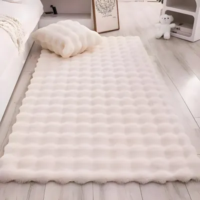 Produktbild von Kuschelteppich Flauschiger Teppich Wohnzimmerteppich Hochflorteppich Super weich Rutschfest Waschbar Ultra weicher Teppich 60x180 cm Beige