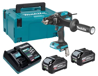 Produktbild von Makita Akku-Schlagbohrschrauber HP003GU201, 40 V, incl. 2x Akku XGT 4 Ah, Schnellladegerät, Zubehör, MAKPAC