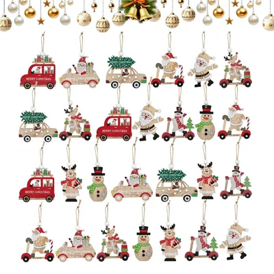 27er-Set Weihnachtsbaumschmuck aus Holz, bunt, 8,3 x 7,6 cm