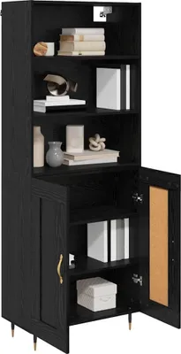Obrázok produktu pre vidaXL Highboard čierny dubový vzhľad 69,5 x 34 x 180 cm materiál na báze dreva