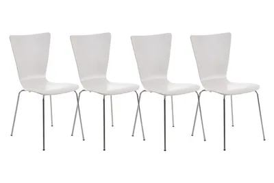 Produktbild von CLP 4er Set Besucherstuhl Aaron mit Holzsitz und Metallgestell weiß