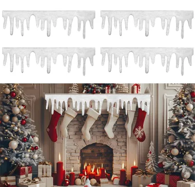 Kamin-Kunstschnee, 4 Stück, 120 × 36 cm