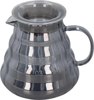 Image de Serveur à Café en Verre Electroplated Grey Striped Verre Carafe à Café Cafe à café Filtre à goutte manuel 700ml 8.4 X 14cm