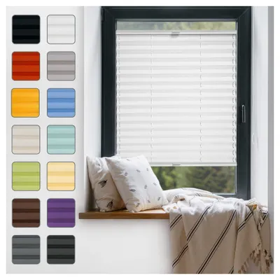 Immagine prodotto di Tenda plissettata da finestra, senza necessità di foratura, 75 x 100 cm, colore bianco