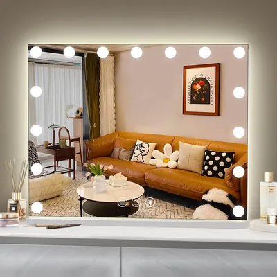 Make-up-Spiegel mit LED-Beleuchtung, dimmbar, 66x48 cm, Wandmontage