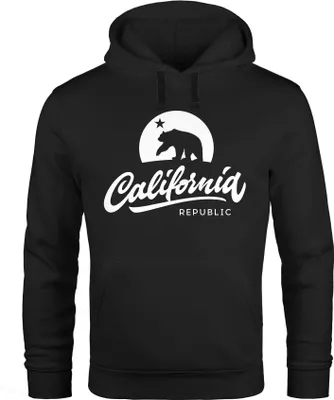 Produktbild von Hoodie Herren California Republic Bear Kalifornien Bär Sommer Kapuzen-Pullover Männer Neverless® schwarz XL