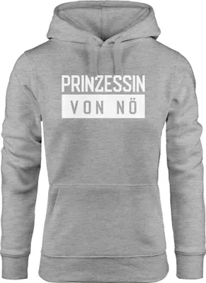 Produktbild von Kapuzen-Pullover Damen Prinzessin von nö Spruch Hoodie Moonworks® grau S