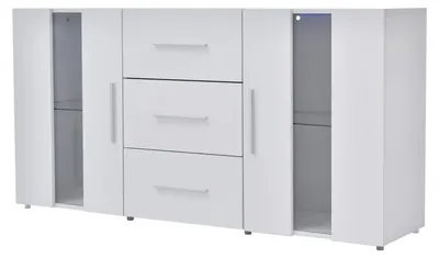 Immagine prodotto di Mobile TV e pensile – Illuminazione LED – 6 scomparti – Pannello di particelle di legno – 140 x 35 x 70 cm – Bianco