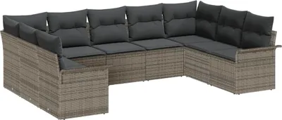 Image de Ensemble de canapé de jardin avec coussin Gris polyrotin