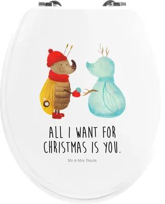 Produktbild von Mr. & Mrs. Panda WC Deckel Nachtfalter Schneemann - Weiß - Geschenk, Winter, Toiletten-Sitz, klo, Weihnachten, Schnee, WC-Sitz, Holz Toilettendeckel, Klodeckel, Klobrille