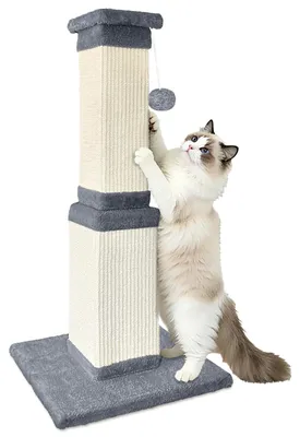 Immagine prodotto di Albero per gatti in sisal e legno, 81 cm di altezza, base ampia, adatto per gatti di grossa taglia