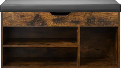 Obrázok produktu pre SucceBuy lavica na topánky s úložným priestorom (805 x 305 x 445 mm), lavica do vstupného priestoru s čalúneným povrchom a 3 priehradkami (nosnosť 136 kg), ideálna do predsiene, predných dverí a obývačky v čiernej farbe