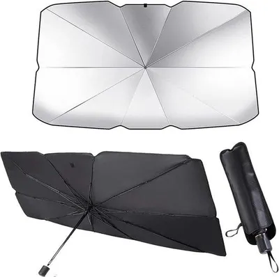 Image de Pare-soleil pour voiture 125 x 65 cm - Pliable - Pare-brise - Protection UV - Isolation thermique - Ombre en été