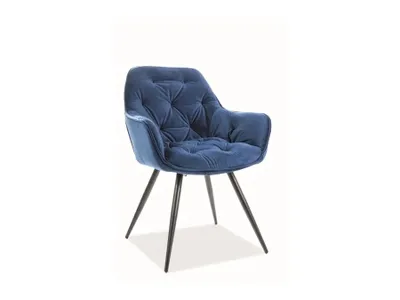 Image de Chaise de salle à manger tapissée LUSINE - bleu / noir