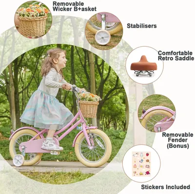 Produktbild von Kinderfahrrad, 12 Zoll - Mädchenfahrrad - leicht - mit Seitlenker und Korb - Rosa